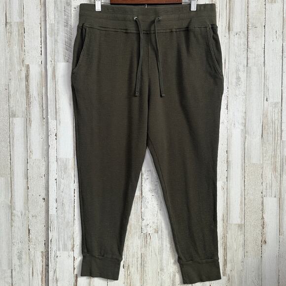 James Perse Cotton Joggers Thermal Knit Sweatpants 4 XL Abyss Green Minimalist - Picture 1 of 10